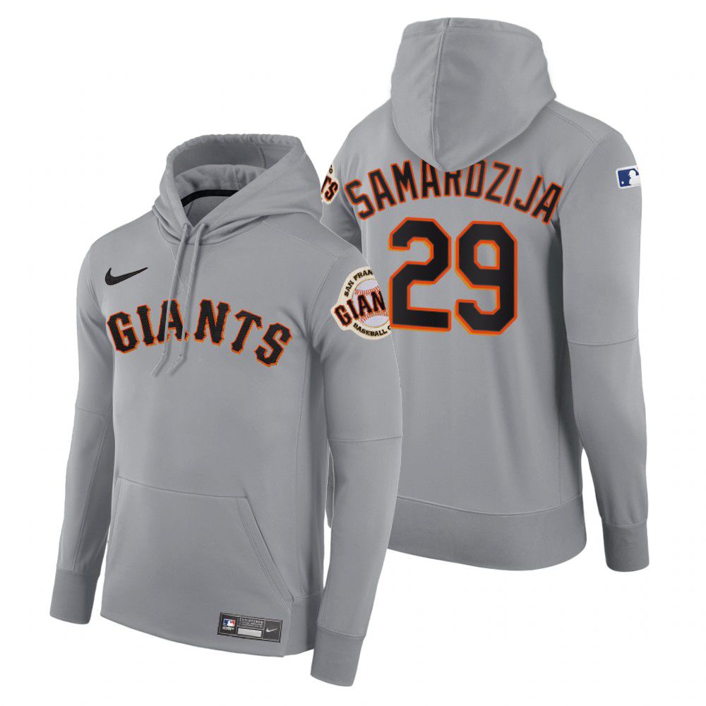 Cheap Men San Francisco Giants 29 Samardzija gray road hoodie 2021 MLB Nike Jerseys